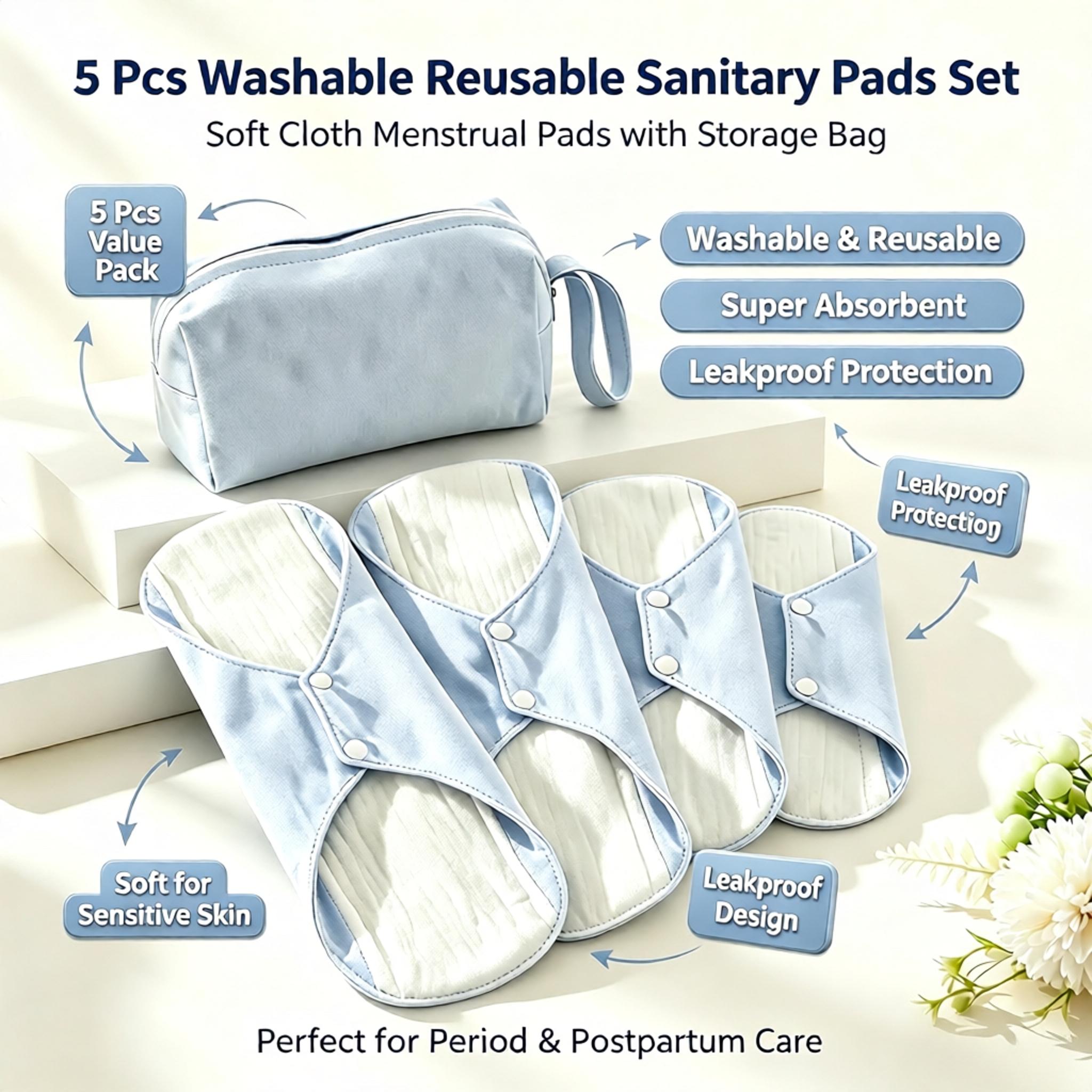 Cloth Pad Reusable - Serviettes hygiéniques en coton lavables et